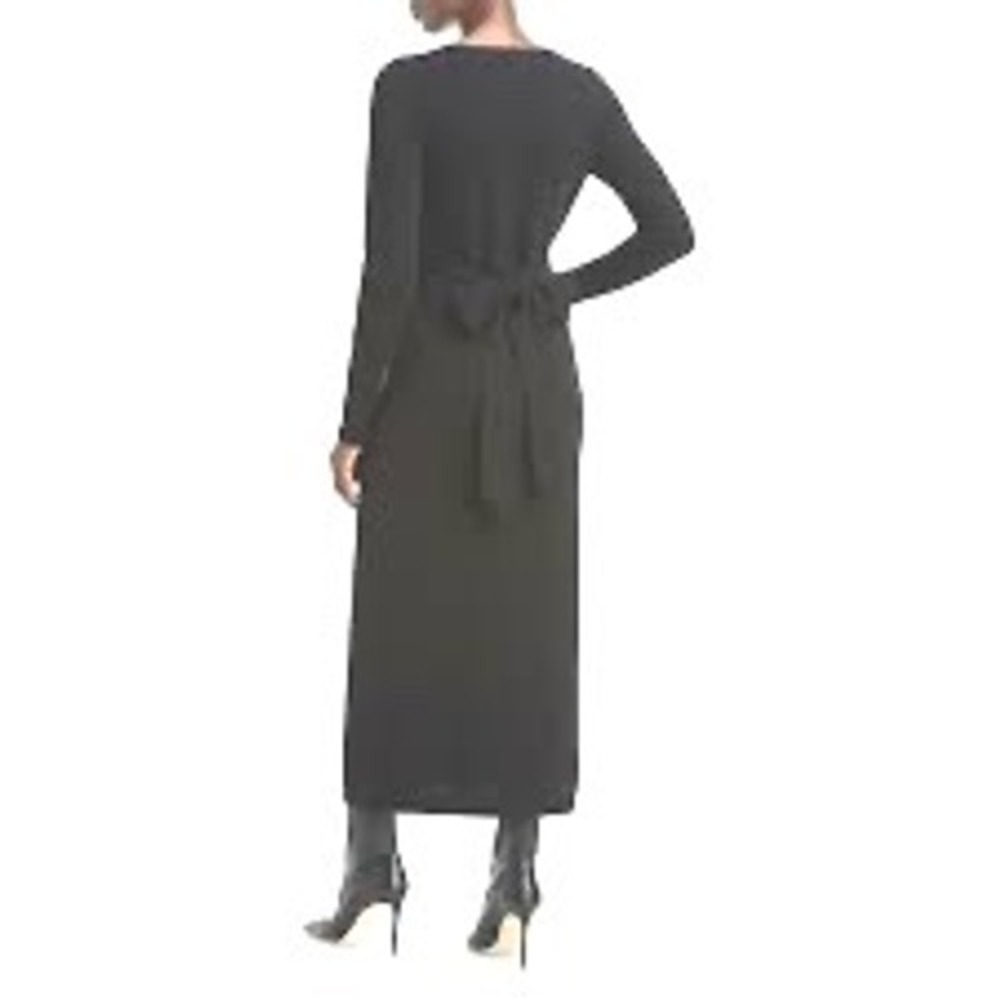 Aqua cashmere black maxi sweater dress size L with tie waist